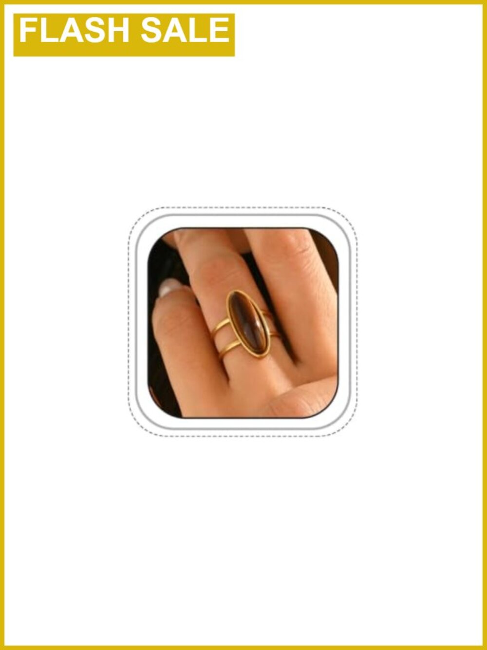 Chunky Oval Resin Cocktail Ring Gold Tone Adjustable Statement Women's Jewelry